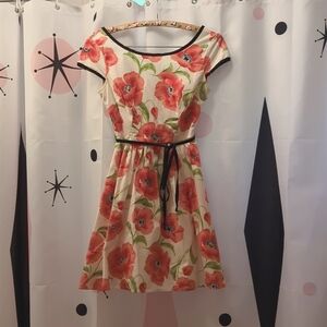 B Darlin Dress Size 2 Poppy Print Vintage Style With Underskirt